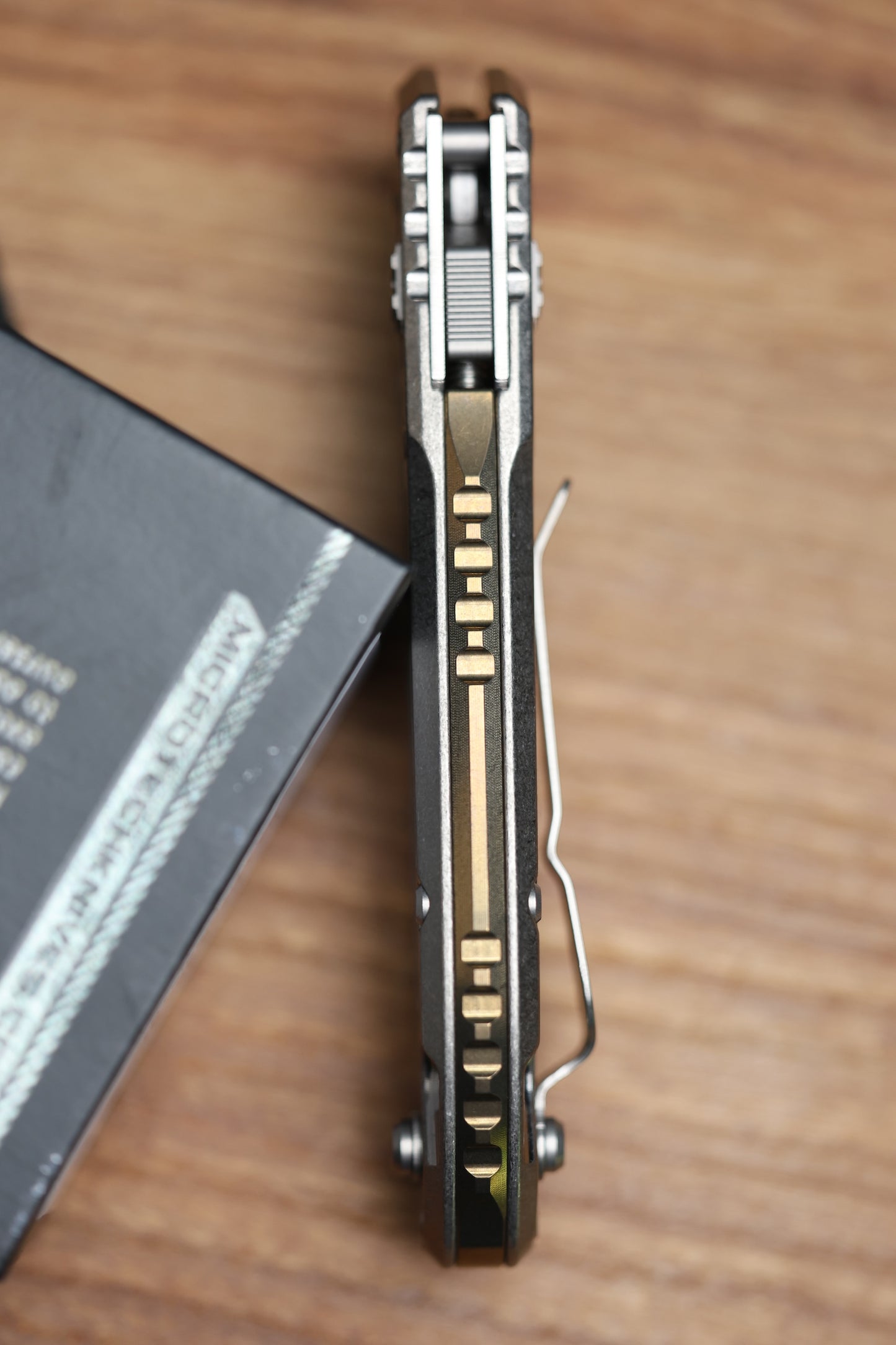 MICROTECH MARFIONE SELECT LUDT RAM-LOK W/ GROOVED TITANIUM HANDLES & BRONZE ACCENTS & STONEWASH DROP POINT 1135RLG-10MS1