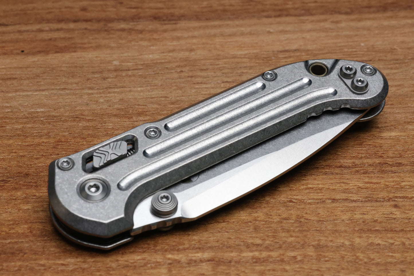 MICROTECH MARFIONE SELECT LUDT RAM-LOK W/ GROOVED TITANIUM HANDLES & BRONZE ACCENTS & STONEWASH DROP POINT 1135RLG-10MS1