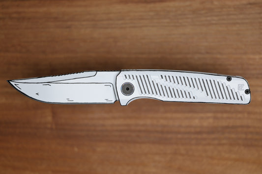 CUSTOM KNIFE FACTORY YETI GNOME 2.0 WHITE CEL SHADE TITANIUM & M398