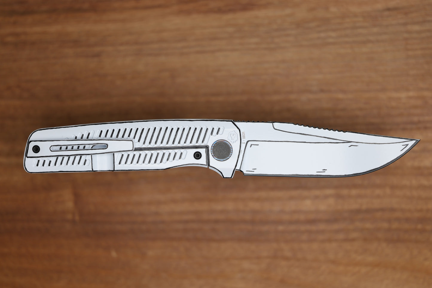 CUSTOM KNIFE FACTORY YETI GNOME 2.0 WHITE CEL SHADE TITANIUM & M398
