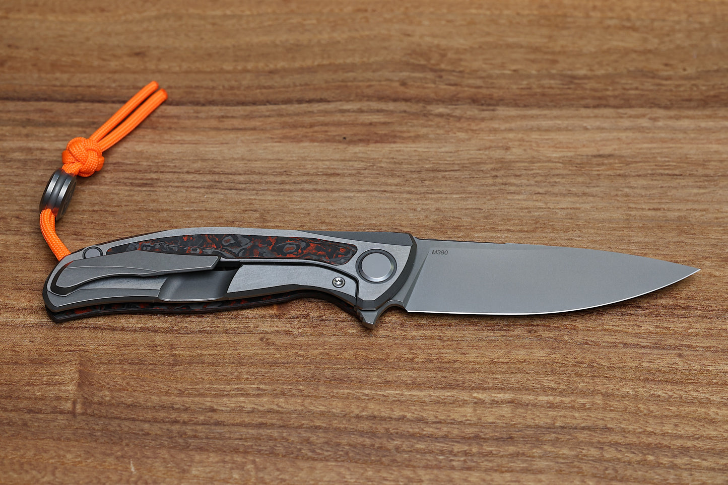 SHIROGOROV HATI HALLOWEEN EDITION – M390 BLADE – TITANIUM/ORANGE TECHNOCARBO W/ LUMINOFOR HANDLE – MRBS