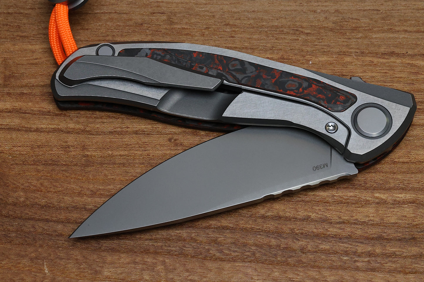 SHIROGOROV HATI HALLOWEEN EDITION – M390 BLADE – TITANIUM/ORANGE TECHNOCARBO W/ LUMINOFOR HANDLE – MRBS