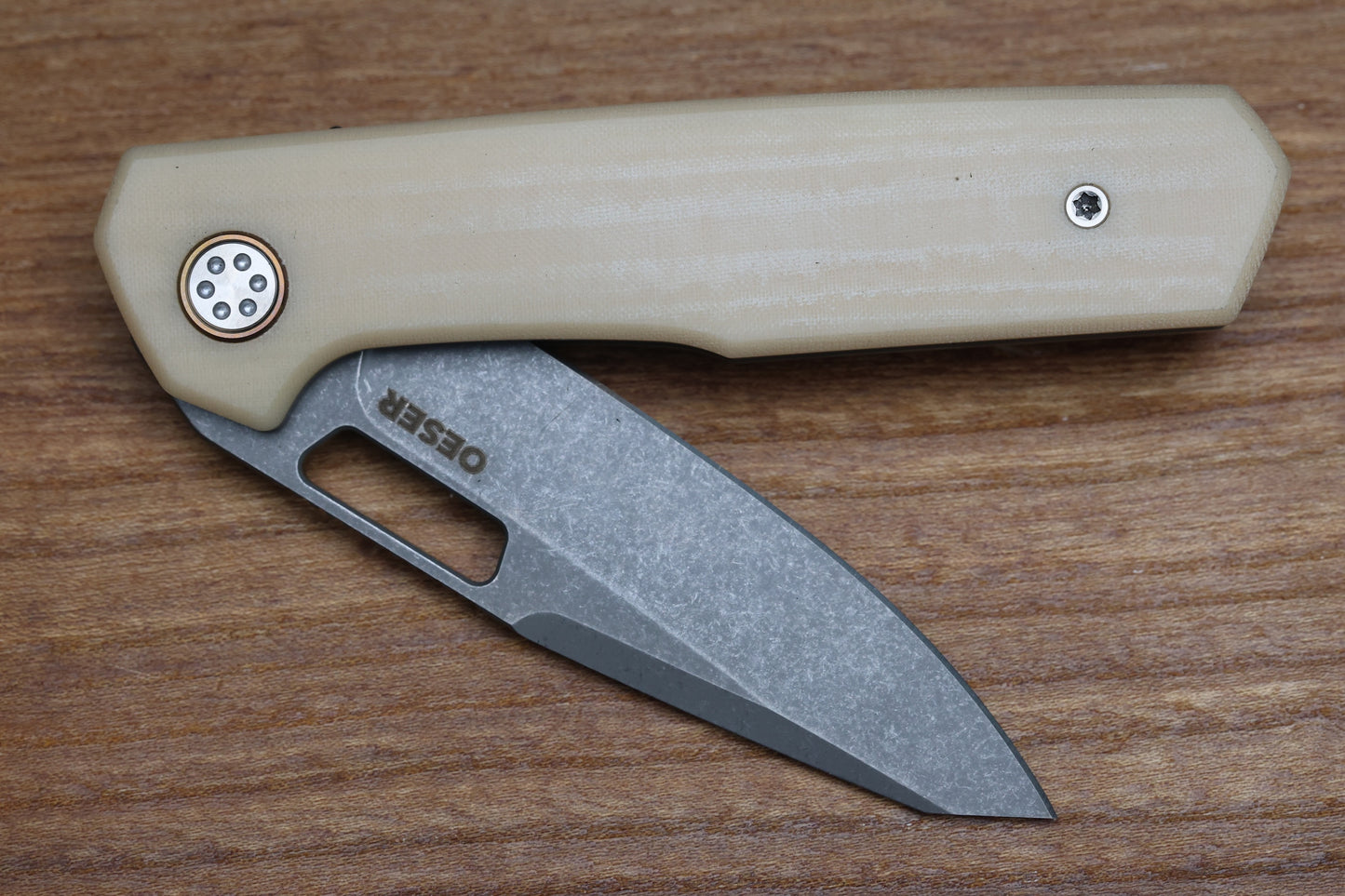 MECHFORCE KNIVES OESER NEBO V2 LINEN MICARTA HANDLES & ELMAX