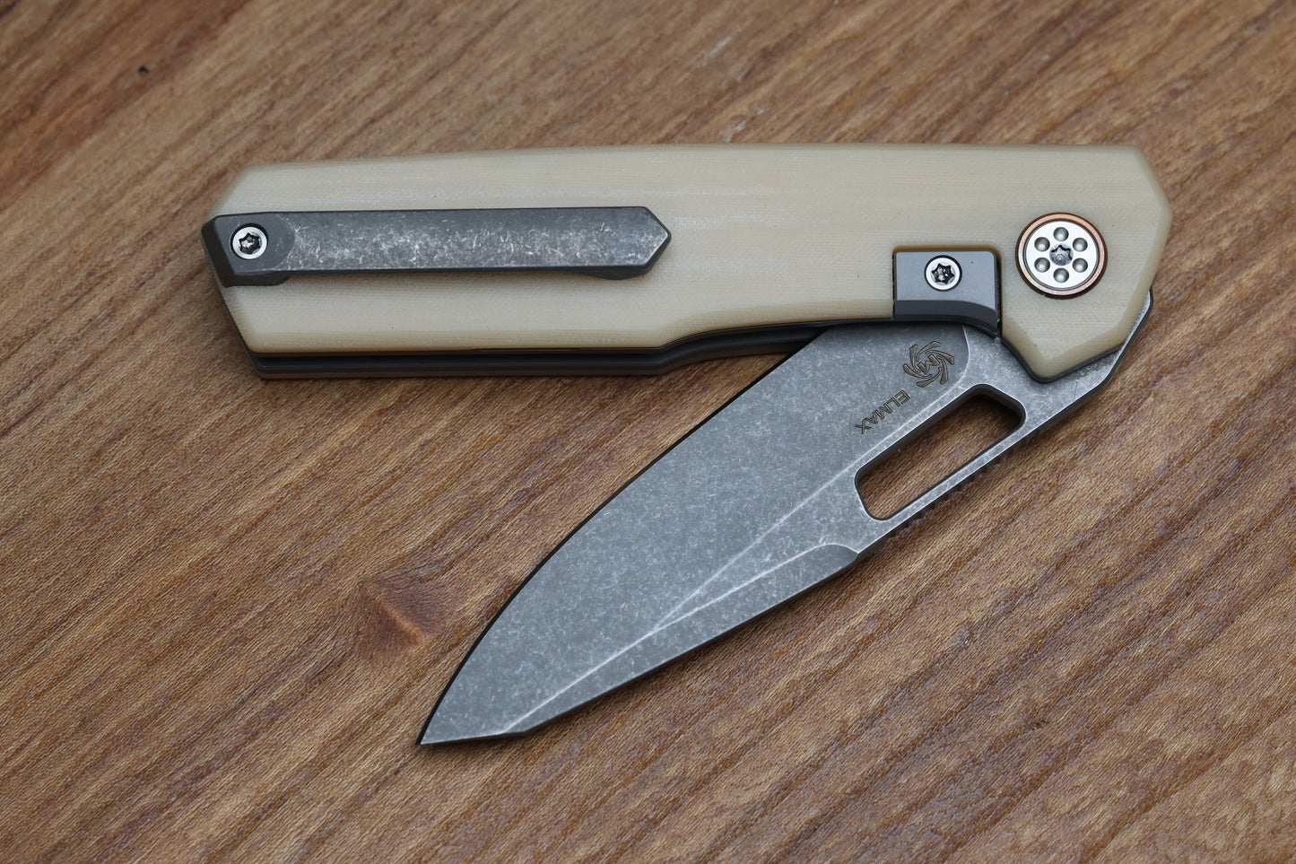 MECHFORCE KNIVES OESER NEBO V2 LINEN MICARTA HANDLES & ELMAX