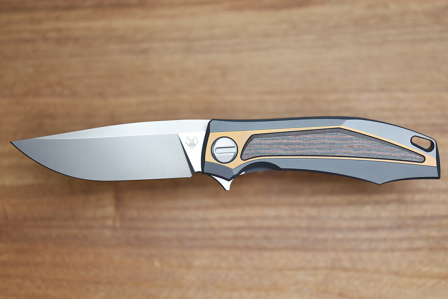 SHIROGOROV KNIVES MOLTEN KMP (RKMP) - S90V BLADE - TITANIUM/LAVA & ASH CARBOTI HANDLE - SRRBS (CHARLES MARLOWE DESIGN)