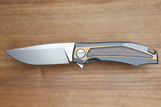 SHIROGOROV KNIVES MOLTEN KMP (RKMP) - S90V BLADE - TITANIUM/LAVA & ASH CARBOTI HANDLE - SRRBS (CHARLES MARLOWE DESIGN)