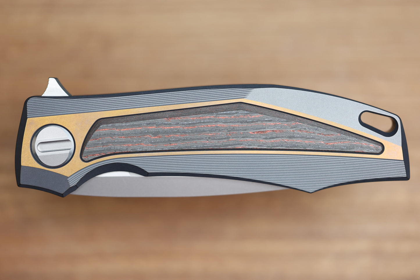 SHIROGOROV KNIVES MOLTEN KMP (RKMP) - S90V BLADE - TITANIUM/LAVA & ASH CARBOTI HANDLE - SRRBS (CHARLES MARLOWE DESIGN)