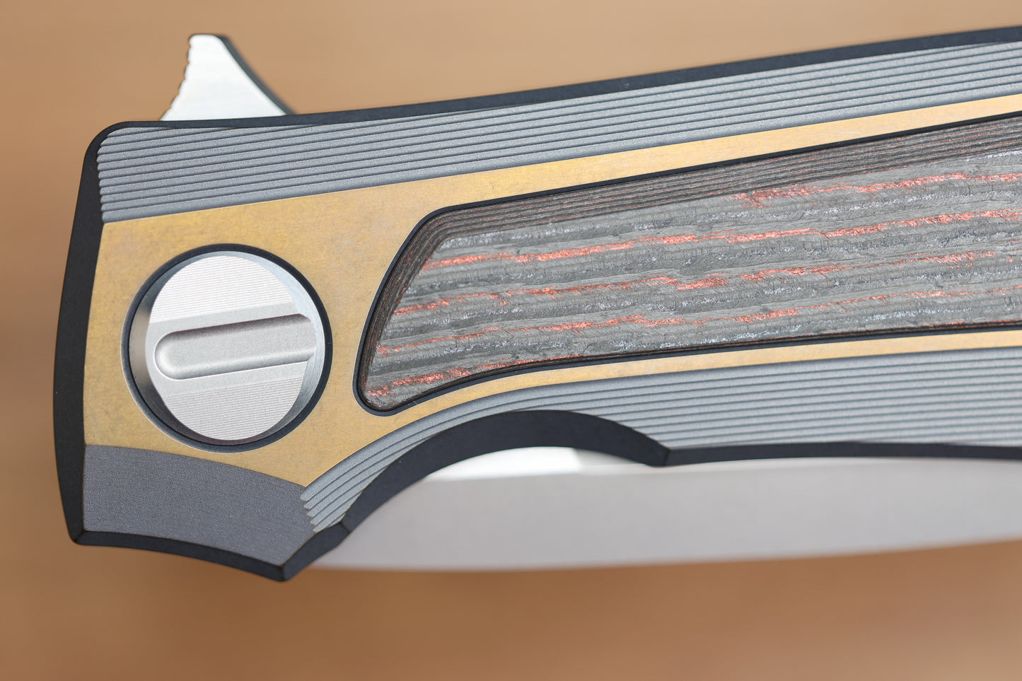 SHIROGOROV KNIVES MOLTEN KMP (RKMP) - S90V BLADE - TITANIUM/LAVA & ASH CARBOTI HANDLE - SRRBS (CHARLES MARLOWE DESIGN)