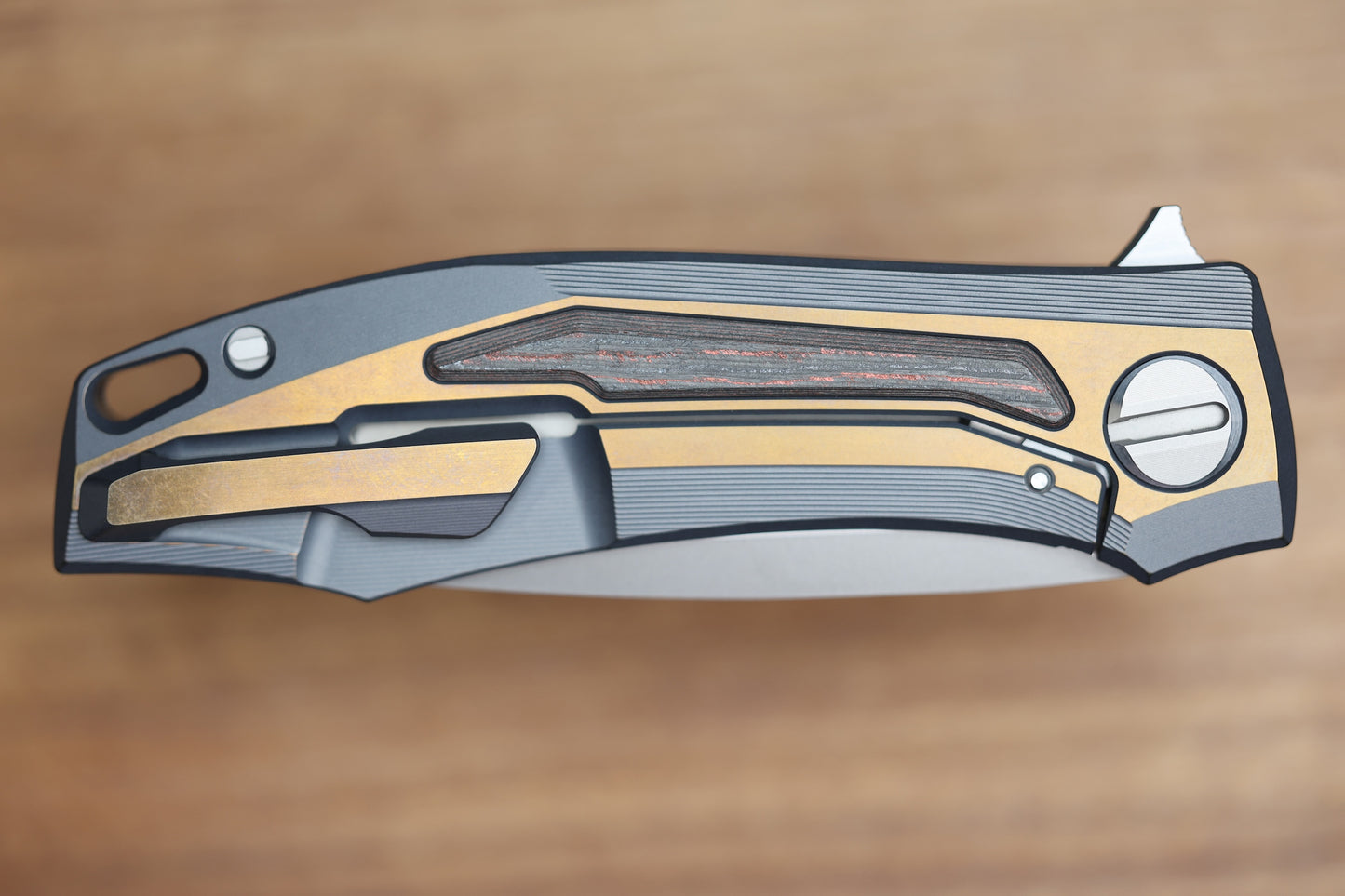 SHIROGOROV KNIVES MOLTEN KMP (RKMP) - S90V BLADE - TITANIUM/LAVA & ASH CARBOTI HANDLE - SRRBS (CHARLES MARLOWE DESIGN)