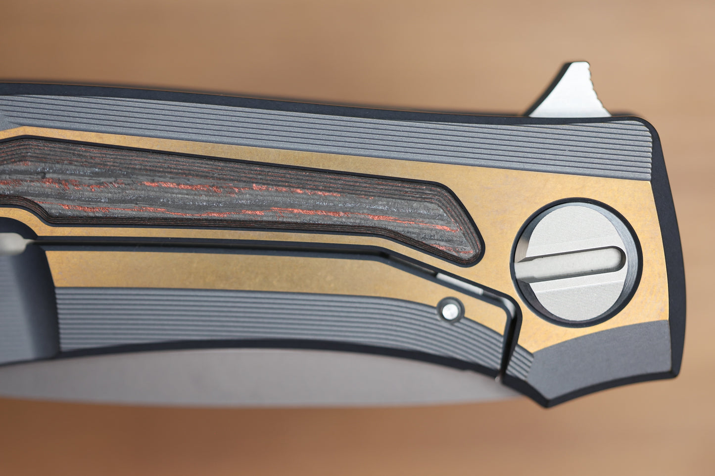 SHIROGOROV KNIVES MOLTEN KMP (RKMP) - S90V BLADE - TITANIUM/LAVA & ASH CARBOTI HANDLE - SRRBS (CHARLES MARLOWE DESIGN)