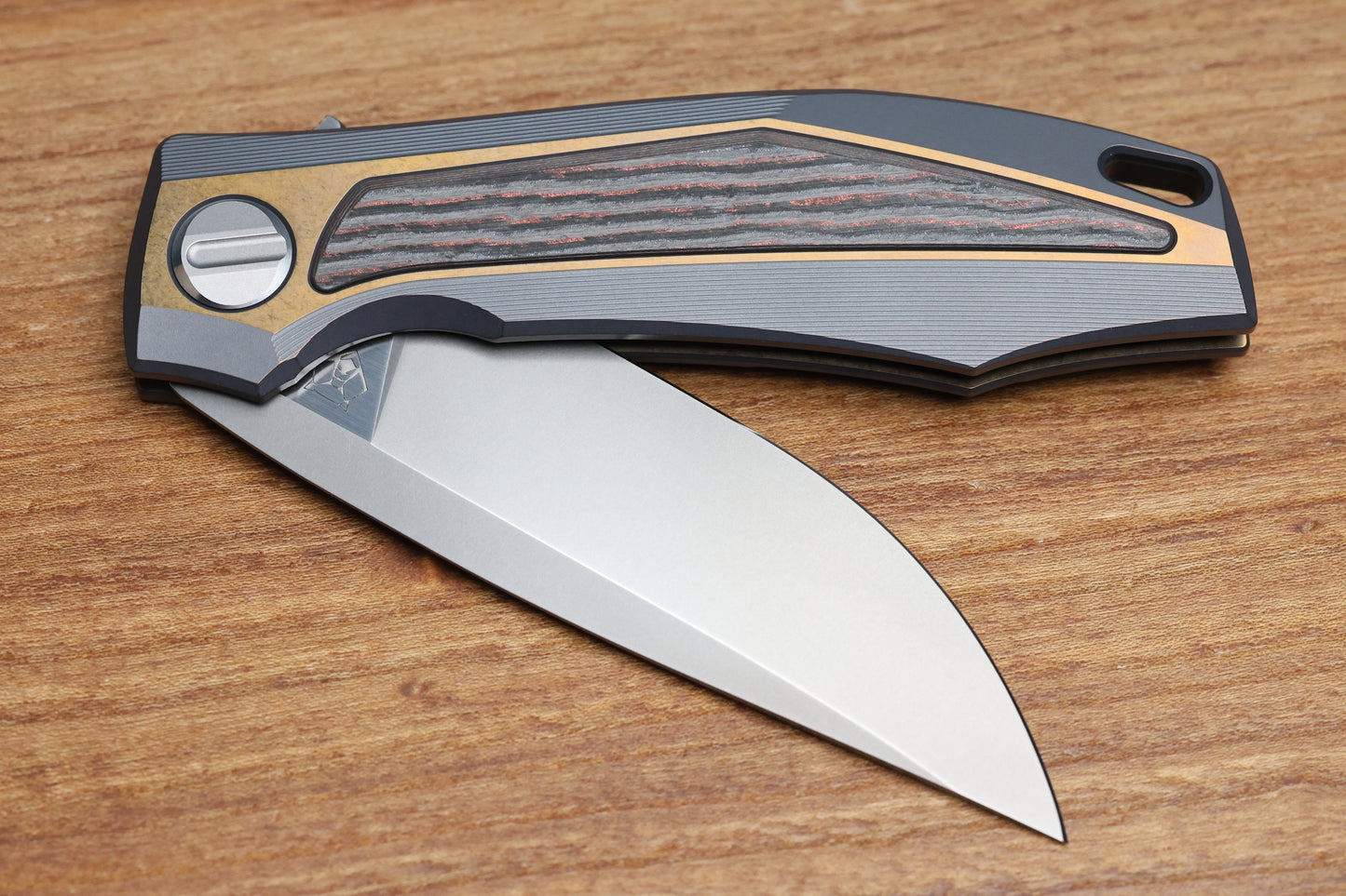 SHIROGOROV KNIVES MOLTEN KMP (RKMP) - S90V BLADE - TITANIUM/LAVA & ASH CARBOTI HANDLE - SRRBS (CHARLES MARLOWE DESIGN)