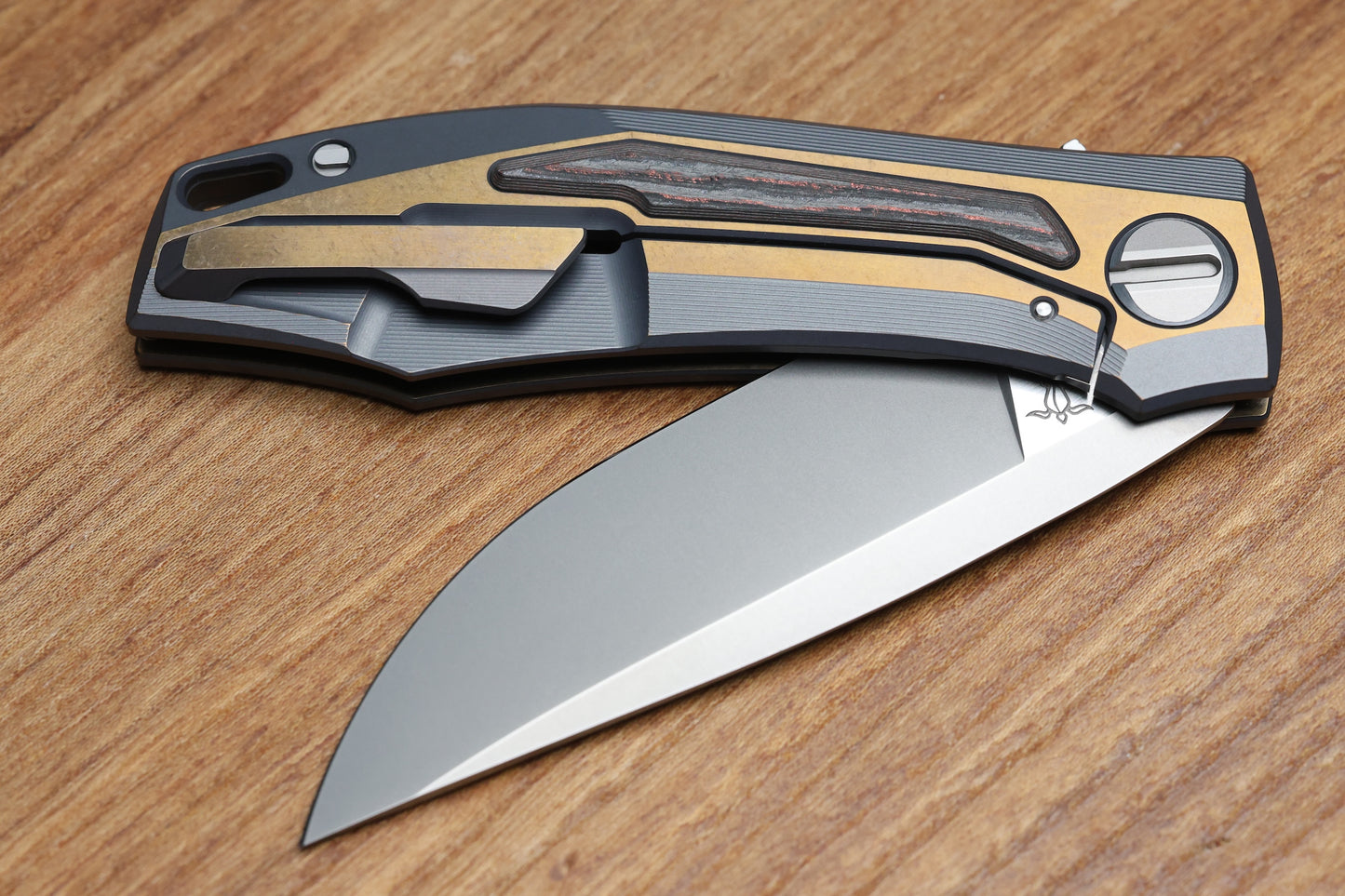 SHIROGOROV KNIVES MOLTEN KMP (RKMP) - S90V BLADE - TITANIUM/LAVA & ASH CARBOTI HANDLE - SRRBS (CHARLES MARLOWE DESIGN)