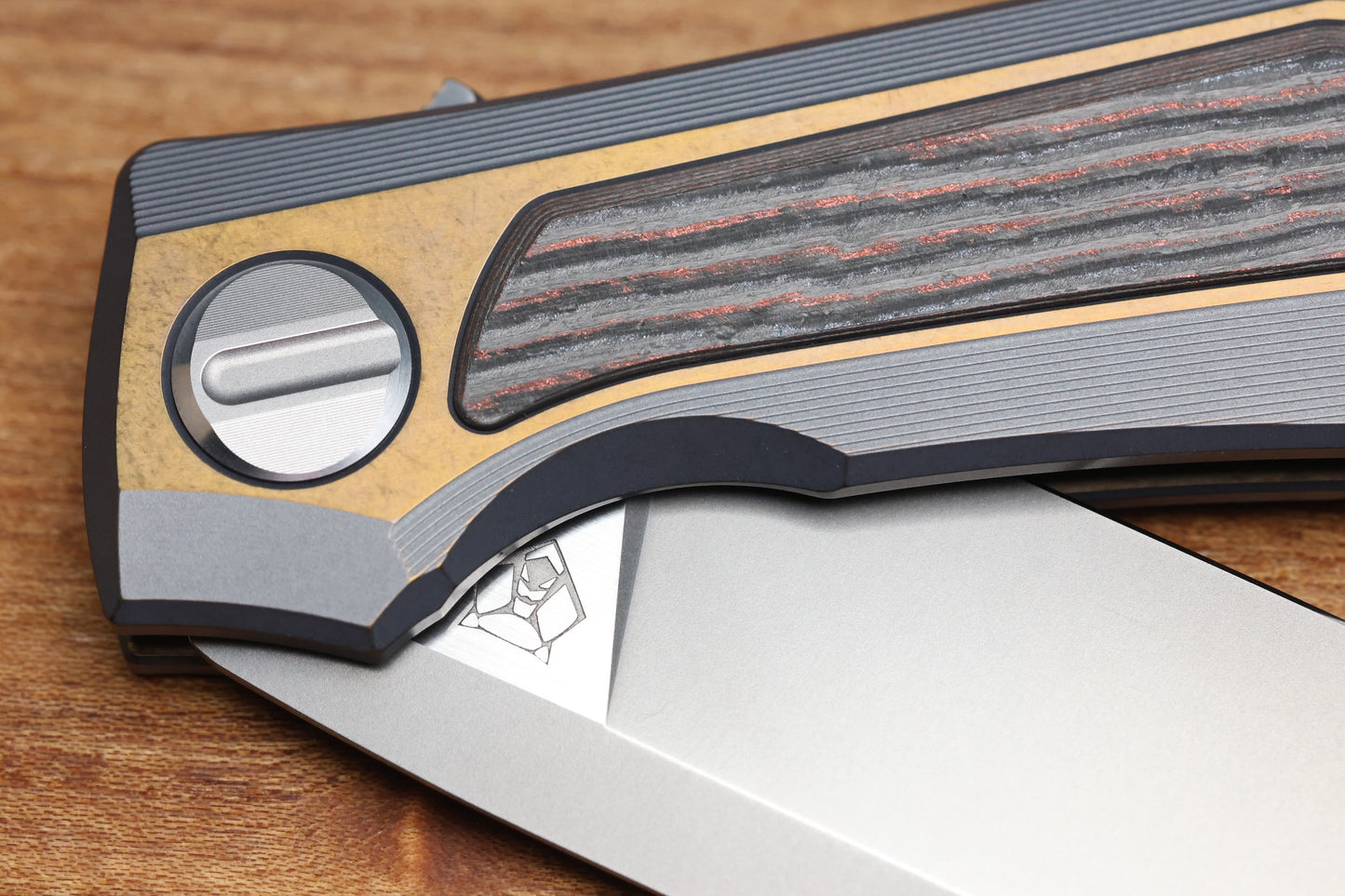 SHIROGOROV KNIVES MOLTEN KMP (RKMP) - S90V BLADE - TITANIUM/LAVA & ASH CARBOTI HANDLE - SRRBS (CHARLES MARLOWE DESIGN)