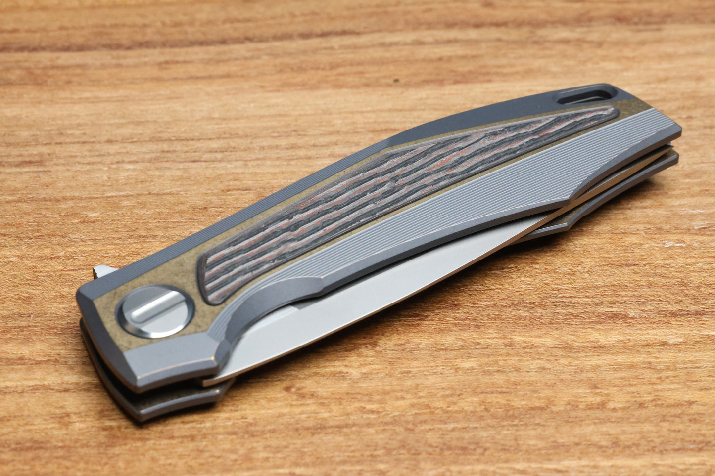 SHIROGOROV KNIVES MOLTEN KMP (RKMP) - S90V BLADE - TITANIUM/LAVA & ASH CARBOTI HANDLE - SRRBS (CHARLES MARLOWE DESIGN)