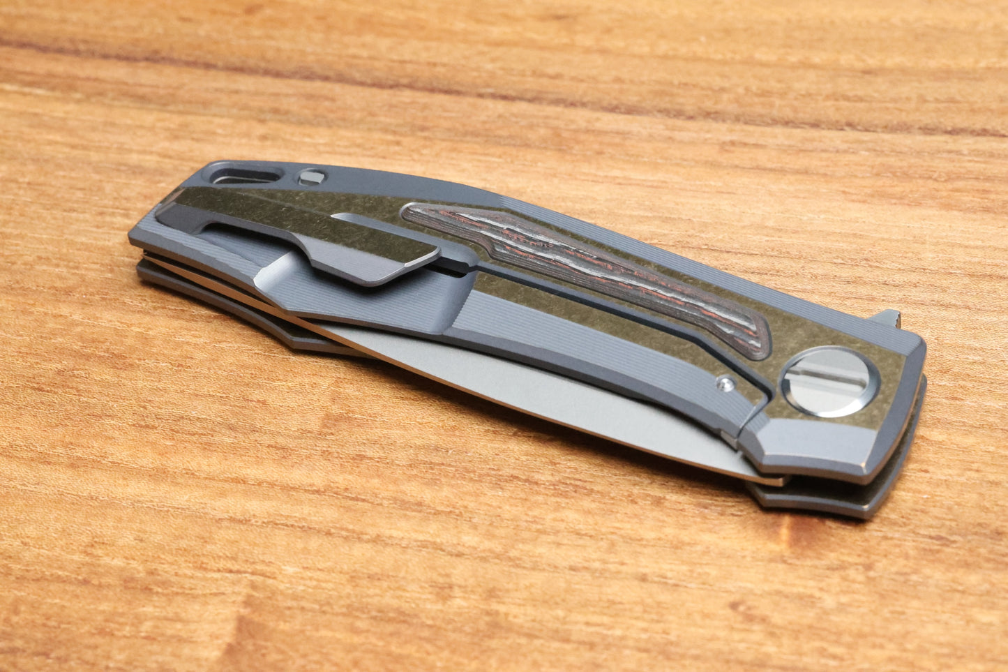 SHIROGOROV KNIVES MOLTEN KMP (RKMP) - S90V BLADE - TITANIUM/LAVA & ASH CARBOTI HANDLE - SRRBS (CHARLES MARLOWE DESIGN)