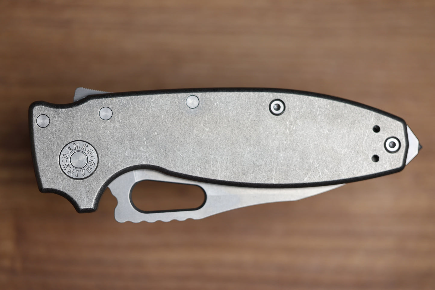 DEMKO KNIVES SHARK-A-TAC SMOOTH TITANIUM HANDLES W/ SPIKE BREAKER & MAGNACUT BLADE