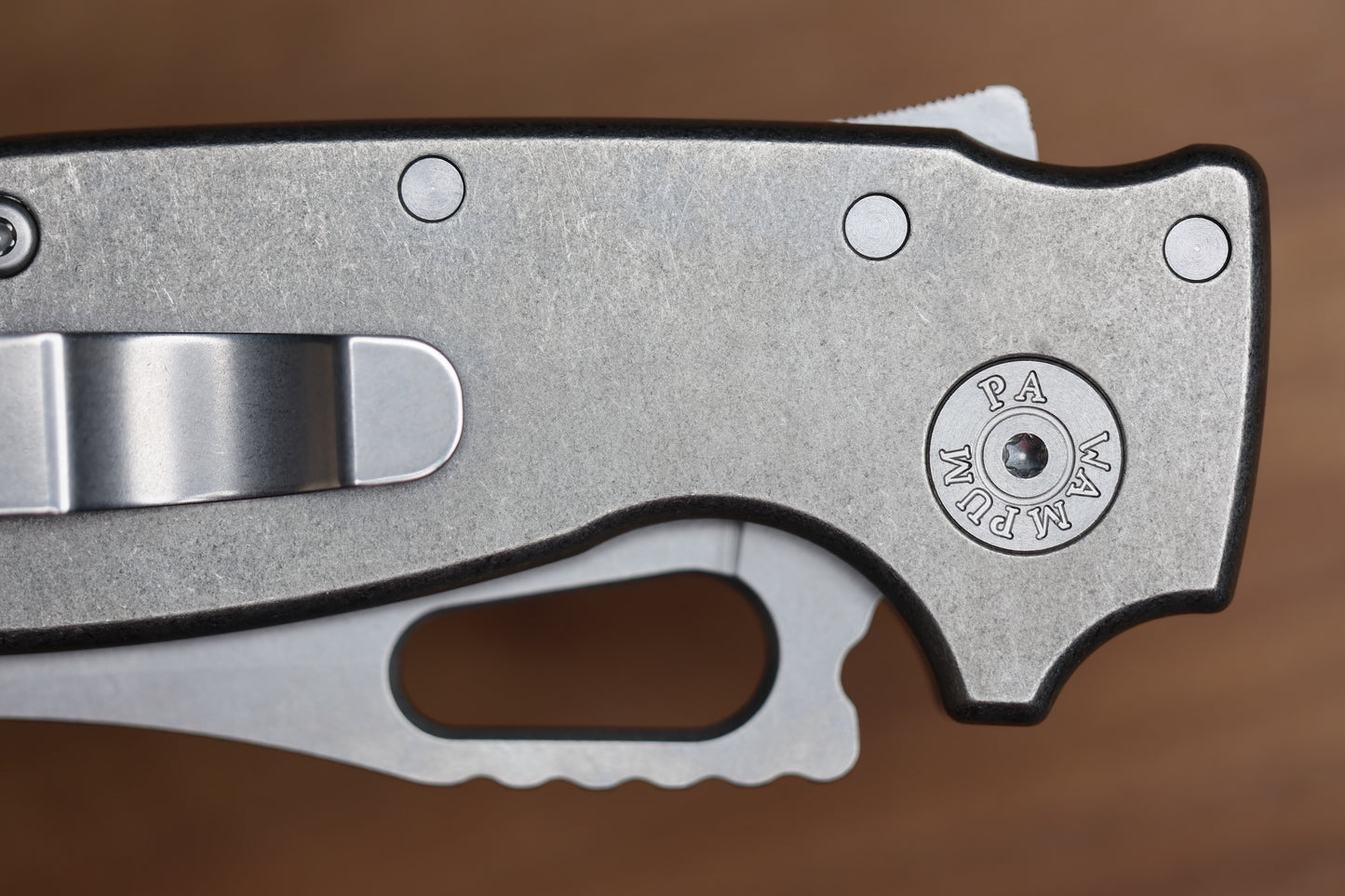 DEMKO KNIVES SHARK-A-TAC SMOOTH TITANIUM HANDLES W/ SPIKE BREAKER & MAGNACUT BLADE