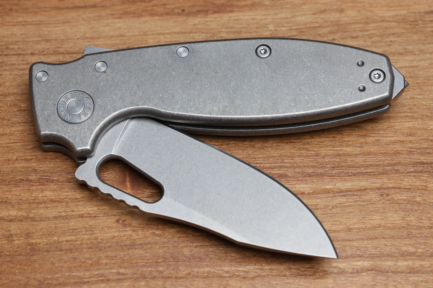 DEMKO KNIVES SHARK-A-TAC SMOOTH TITANIUM HANDLES W/ SPIKE BREAKER & MAGNACUT BLADE