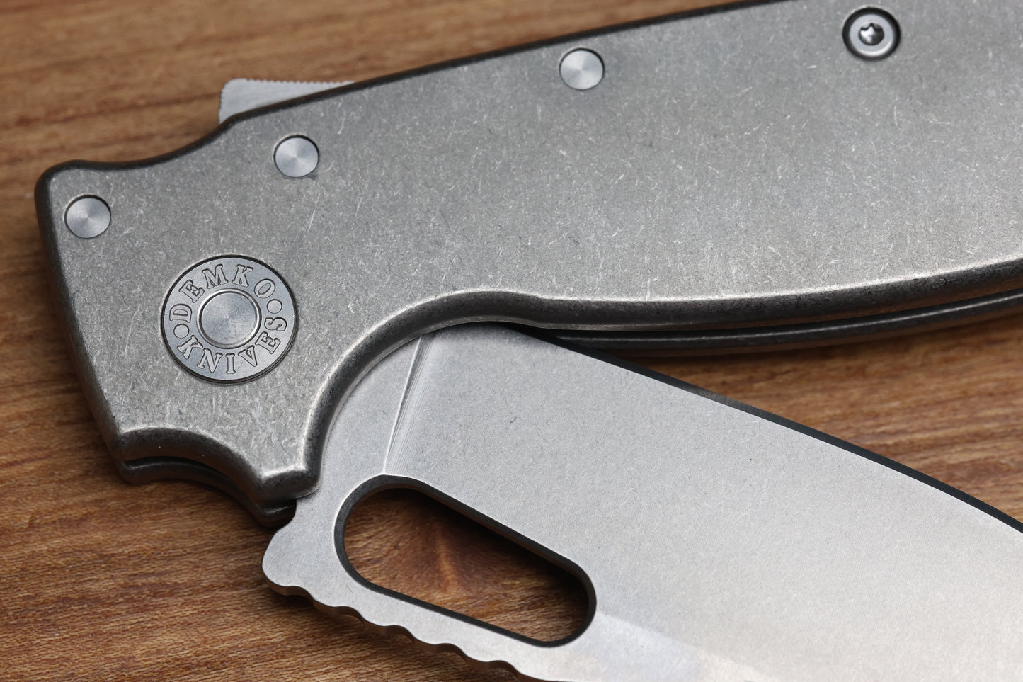 DEMKO KNIVES SHARK-A-TAC SMOOTH TITANIUM HANDLES W/ SPIKE BREAKER & MAGNACUT BLADE
