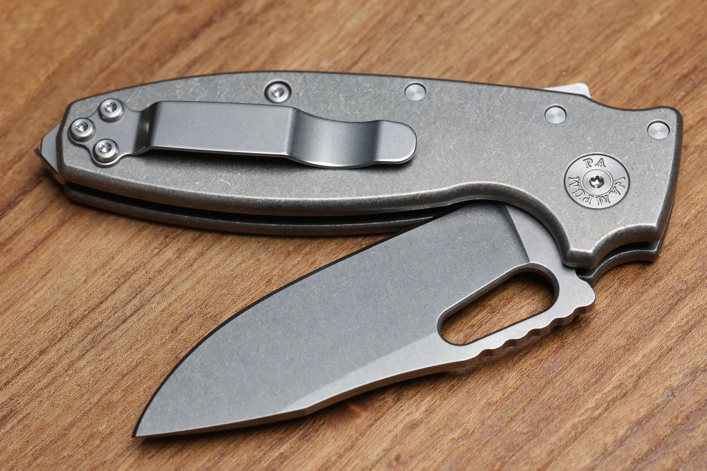 DEMKO KNIVES SHARK-A-TAC SMOOTH TITANIUM HANDLES W/ SPIKE BREAKER & MAGNACUT BLADE