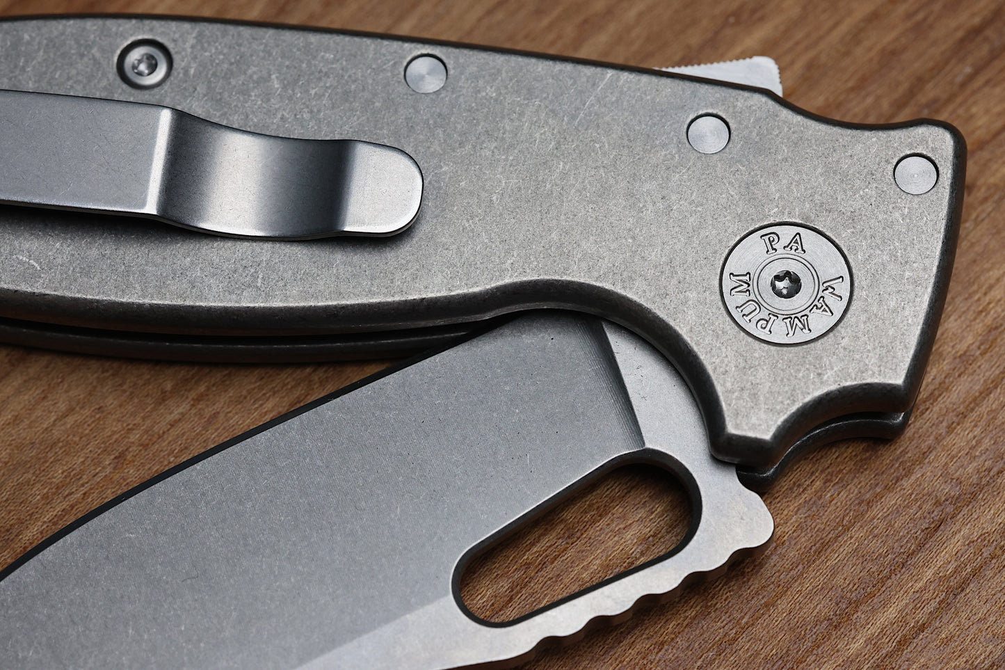 DEMKO KNIVES SHARK-A-TAC SMOOTH TITANIUM HANDLES W/ SPIKE BREAKER & MAGNACUT BLADE