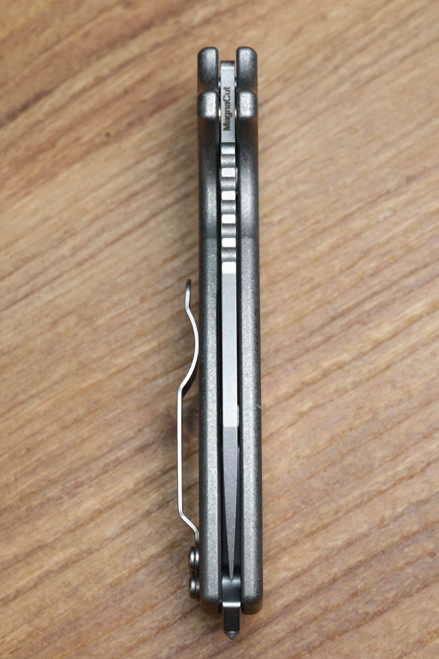 DEMKO KNIVES SHARK-A-TAC SMOOTH TITANIUM HANDLES W/ SPIKE BREAKER & MAGNACUT BLADE