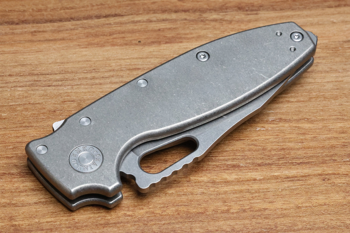 DEMKO KNIVES SHARK-A-TAC SMOOTH TITANIUM HANDLES W/ SPIKE BREAKER & MAGNACUT BLADE