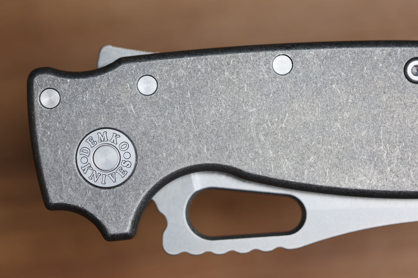 DEMKO KNIVES SHARK-A-TAC SMOOTH TITANIUM HANDLES W/ SOFT TOUCH BREAKER & MAGNACUT BLADE