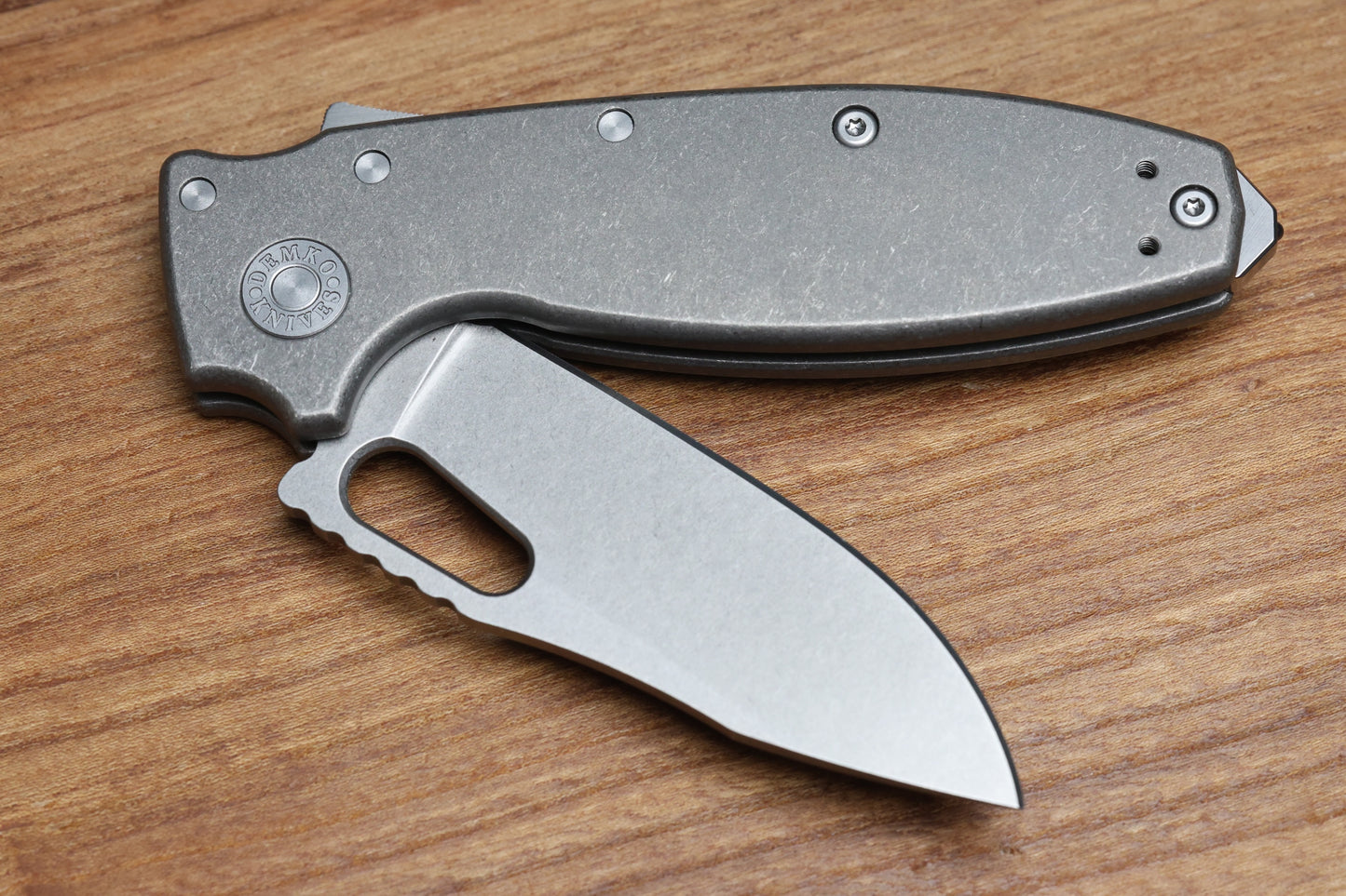 DEMKO KNIVES SHARK-A-TAC SMOOTH TITANIUM HANDLES W/ SOFT TOUCH BREAKER & MAGNACUT BLADE
