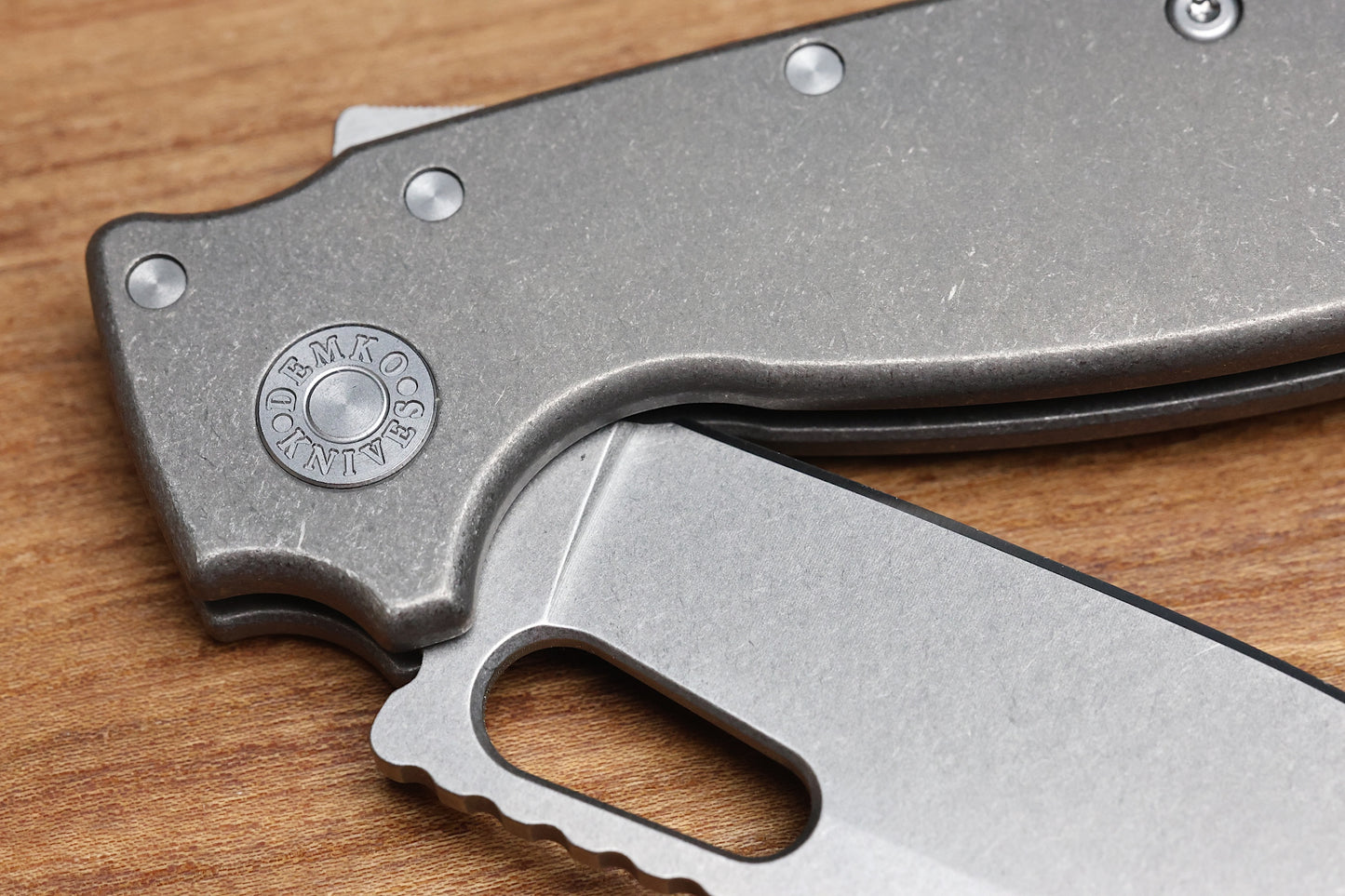DEMKO KNIVES SHARK-A-TAC SMOOTH TITANIUM HANDLES W/ SOFT TOUCH BREAKER & MAGNACUT BLADE