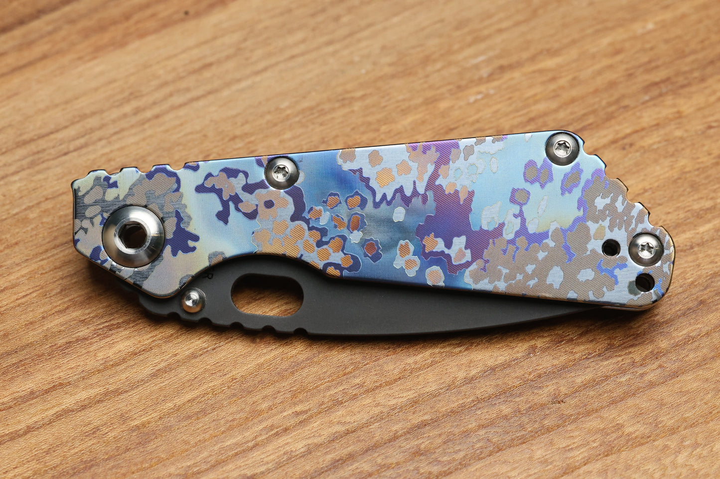 STRIDER KNIVES SNG PD#1 CLIP POINT BLADE, PARTIZAN CAMO TITANIUM HANDLE W/PARTIZAN CAMO CLIP