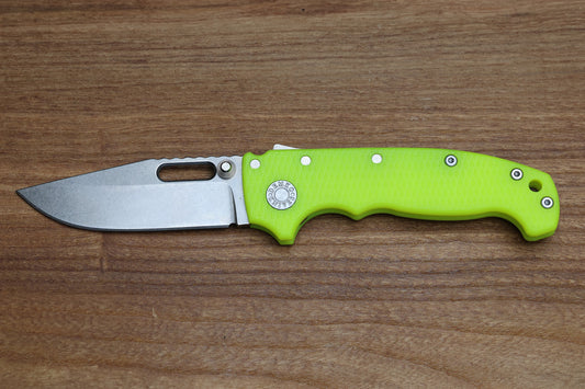 DEMKO KNIVES MG AD20S W/ TEXTURED DAY GLOW G10 HANDLES & 20CV CLIP POINT