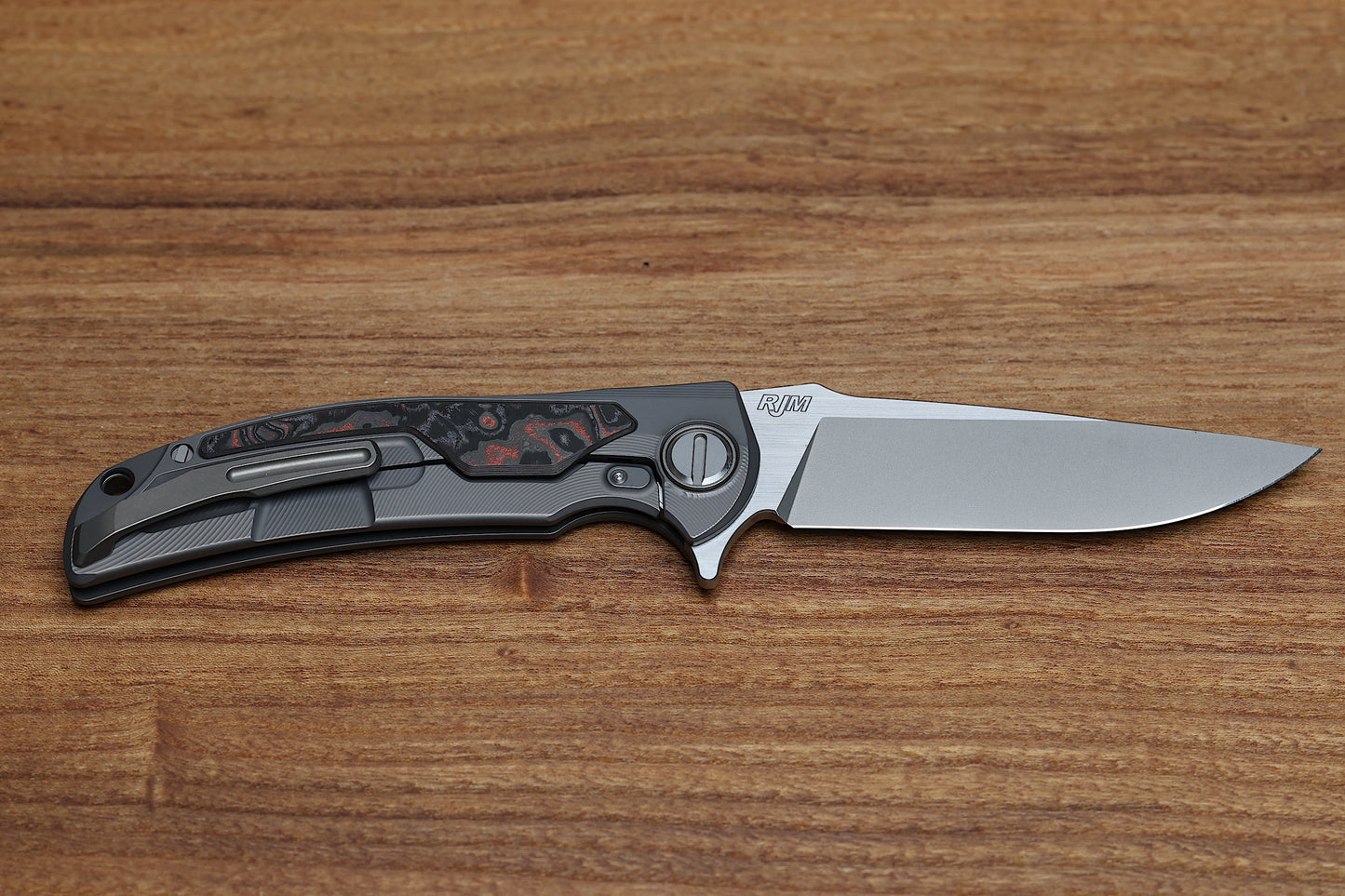 SHIROGOROV “LIMITED EDITION” RJ MARTIN DESIGN MOLTEN OVERKILL – MAGNACUT BLADE – TITANIUM HANDLE W/ LAVA & ASH CARBOTI INLAYS – SRRBS