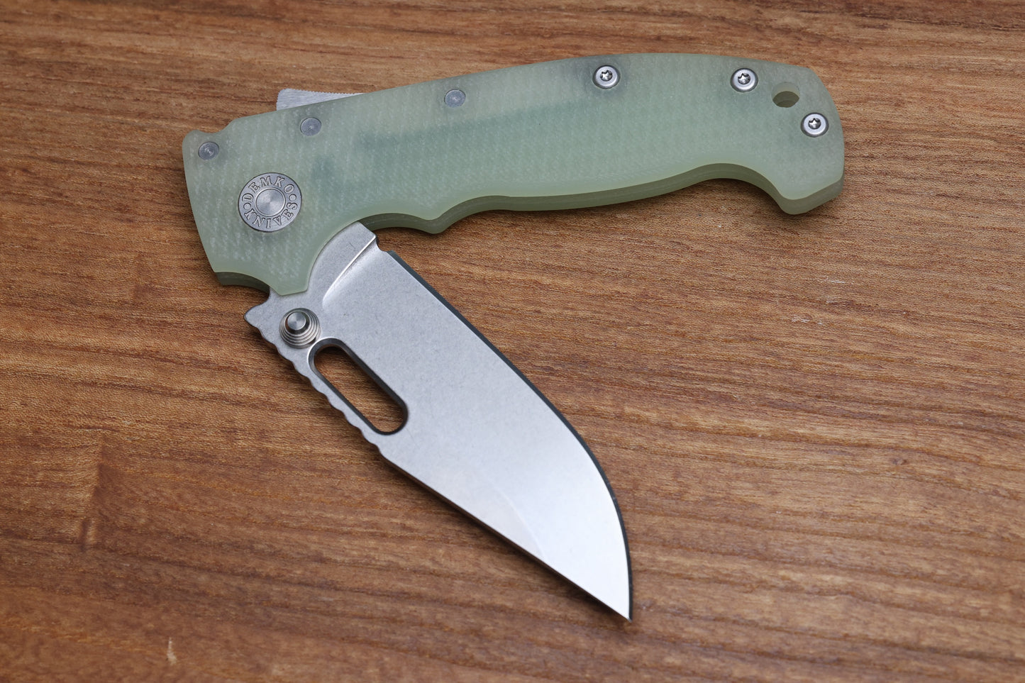 DEMKO KNIVES MG AD20S W/ TEXTURED NATURAL G10 HANDLES & 20CV CLIP POINT