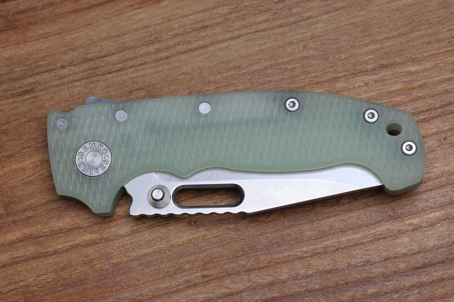 DEMKO KNIVES MG AD20S W/ TEXTURED NATURAL G10 HANDLES & 20CV CLIP POINT