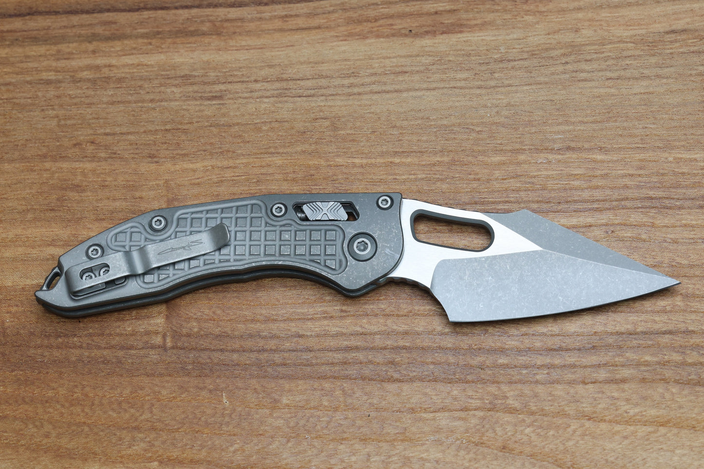MICROTECH KNIVES "MARFIONE SELECT" STITCH - RAM-LOK APOCALYPTIC FINISH FRAG PATTERN TITANIUM 169RL-10APFRMS1