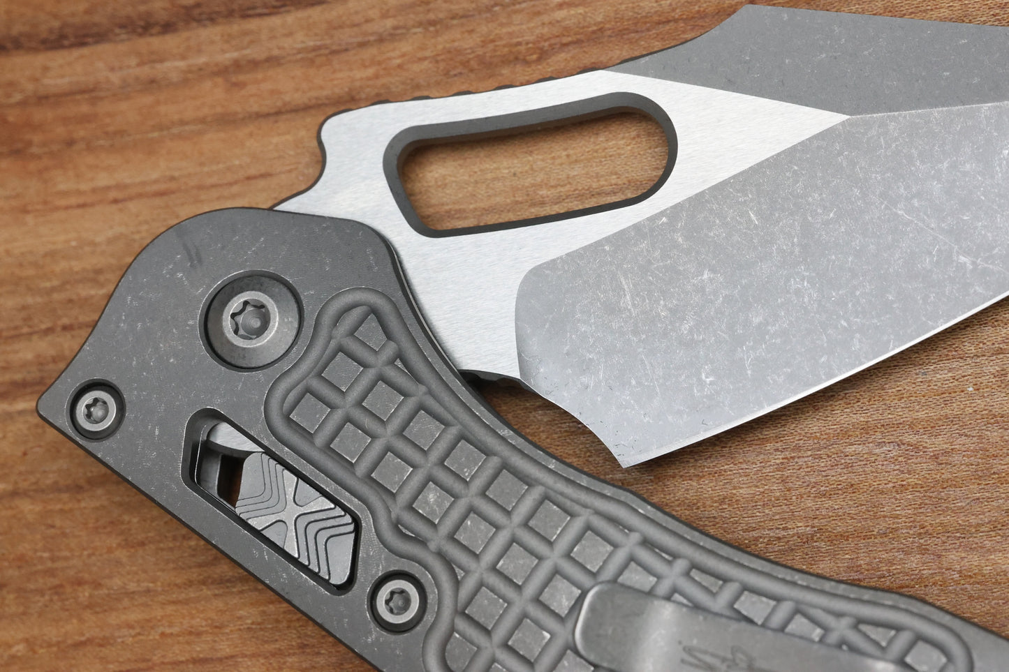 MICROTECH KNIVES "MARFIONE SELECT" STITCH - RAM-LOK APOCALYPTIC FINISH FRAG PATTERN TITANIUM 169RL-10APFRMS1