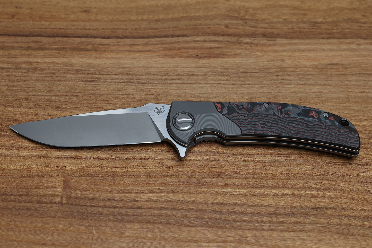 SHIROGOROV “LIMITED EDITION” RJ MARTIN DESIGN RQ36 – TITANIUM/LAVA & ASH CARBOTI HANDLE – S110V BLADE – SRRBS