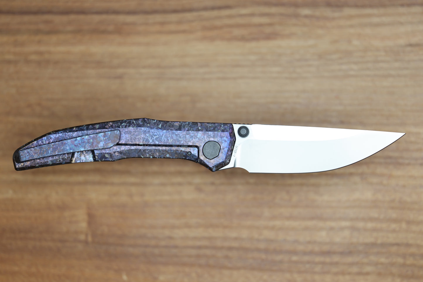 CUSTOM KNIFE FACTORY TNT PURPLE CRYSTAL TITANIUM HANDLES M398 BLADE