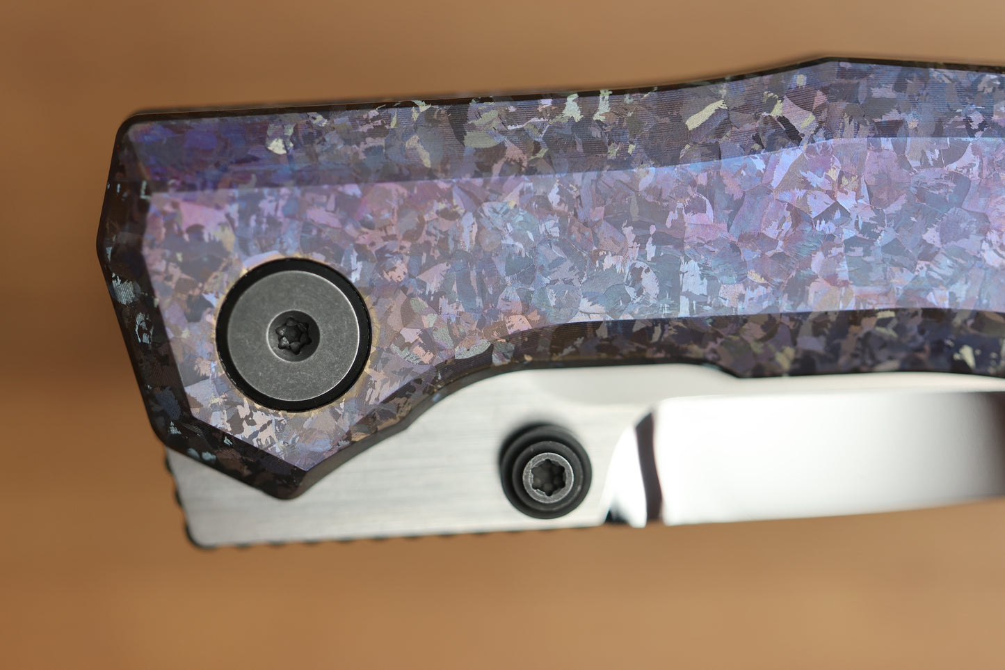 CUSTOM KNIFE FACTORY TNT PURPLE CRYSTAL TITANIUM HANDLES M398 BLADE