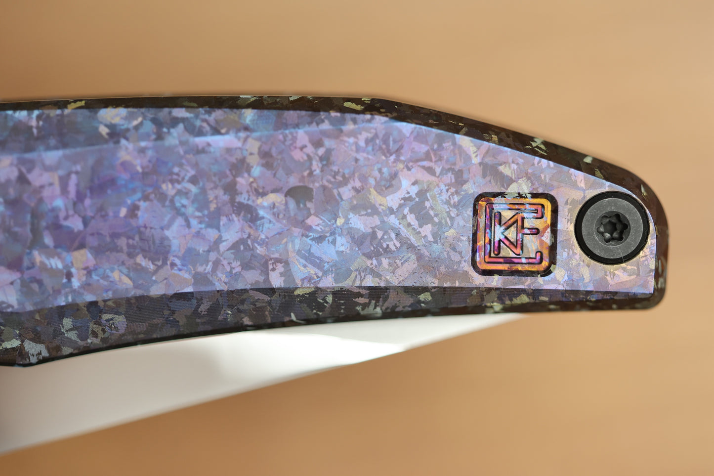 CUSTOM KNIFE FACTORY TNT PURPLE CRYSTAL TITANIUM HANDLES M398 BLADE