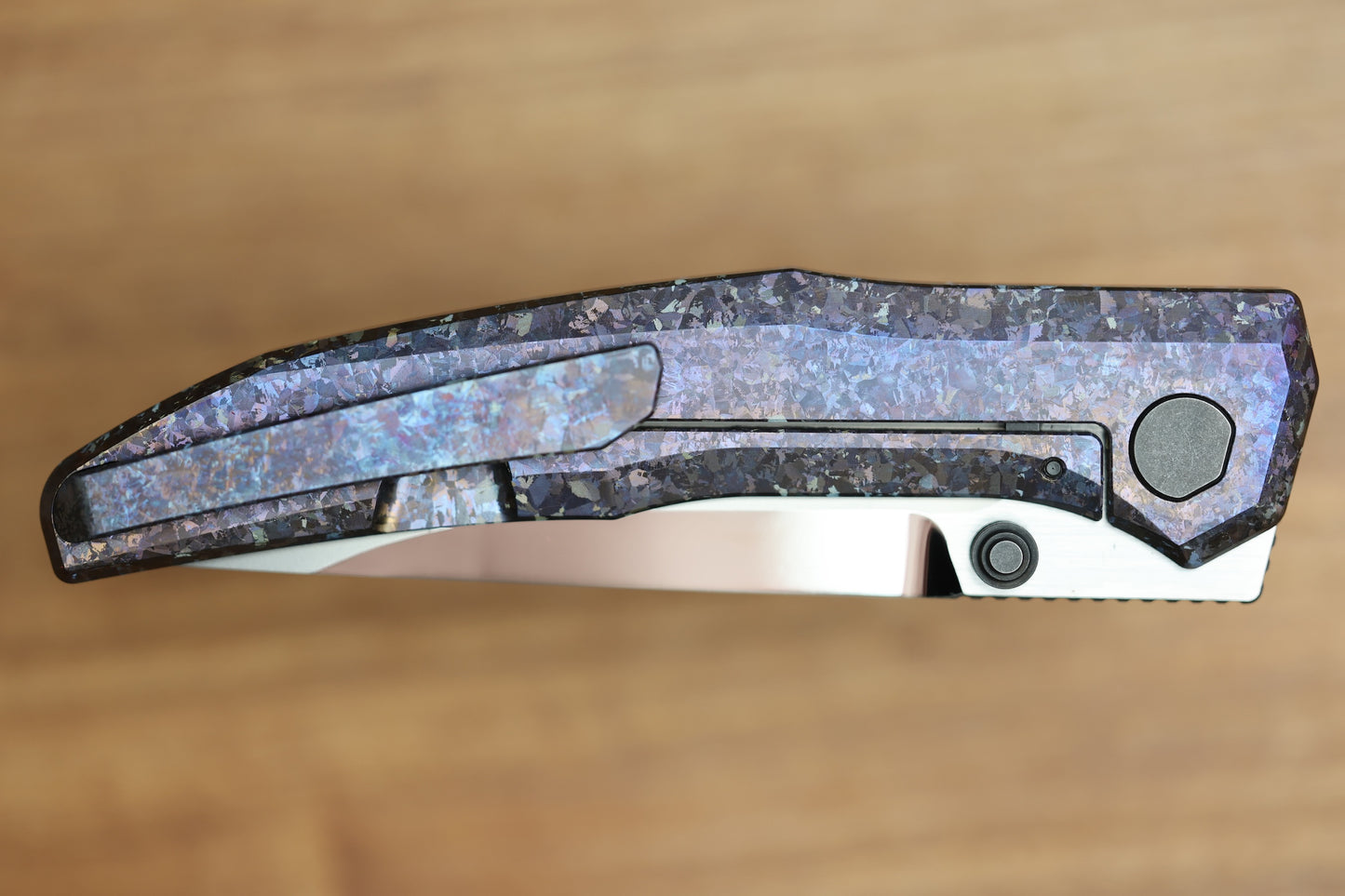 CUSTOM KNIFE FACTORY TNT PURPLE CRYSTAL TITANIUM HANDLES M398 BLADE