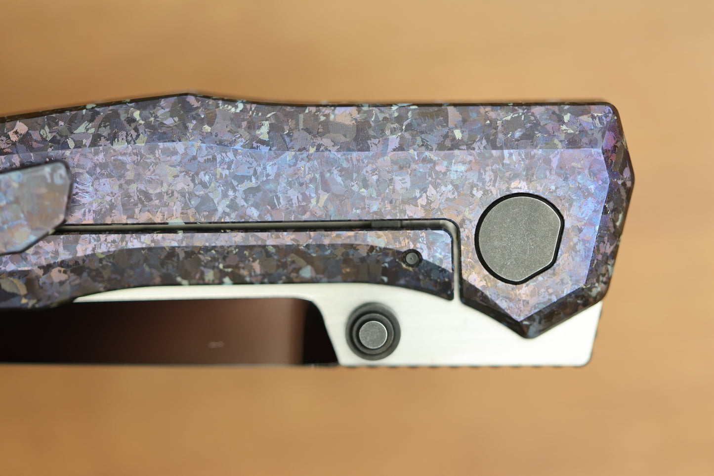 CUSTOM KNIFE FACTORY TNT PURPLE CRYSTAL TITANIUM HANDLES M398 BLADE
