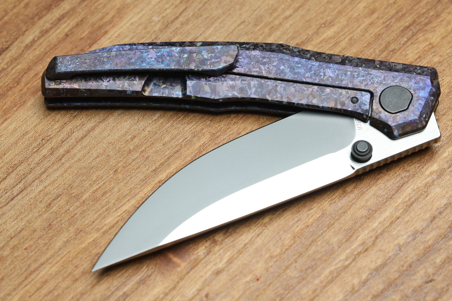 CUSTOM KNIFE FACTORY TNT PURPLE CRYSTAL TITANIUM HANDLES M398 BLADE