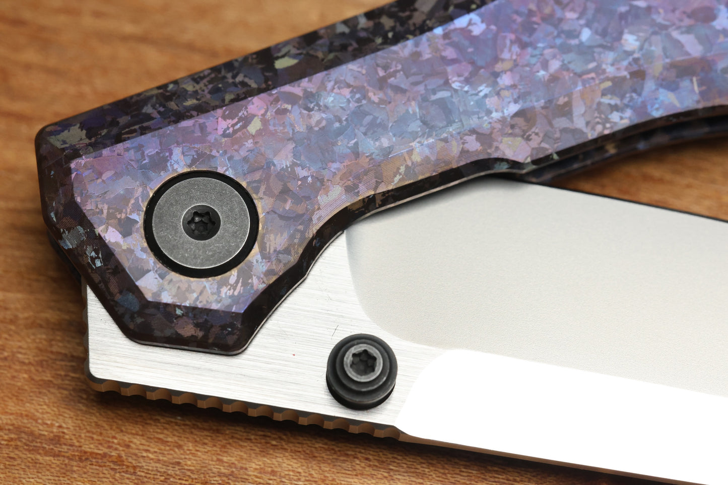 CUSTOM KNIFE FACTORY TNT PURPLE CRYSTAL TITANIUM HANDLES M398 BLADE