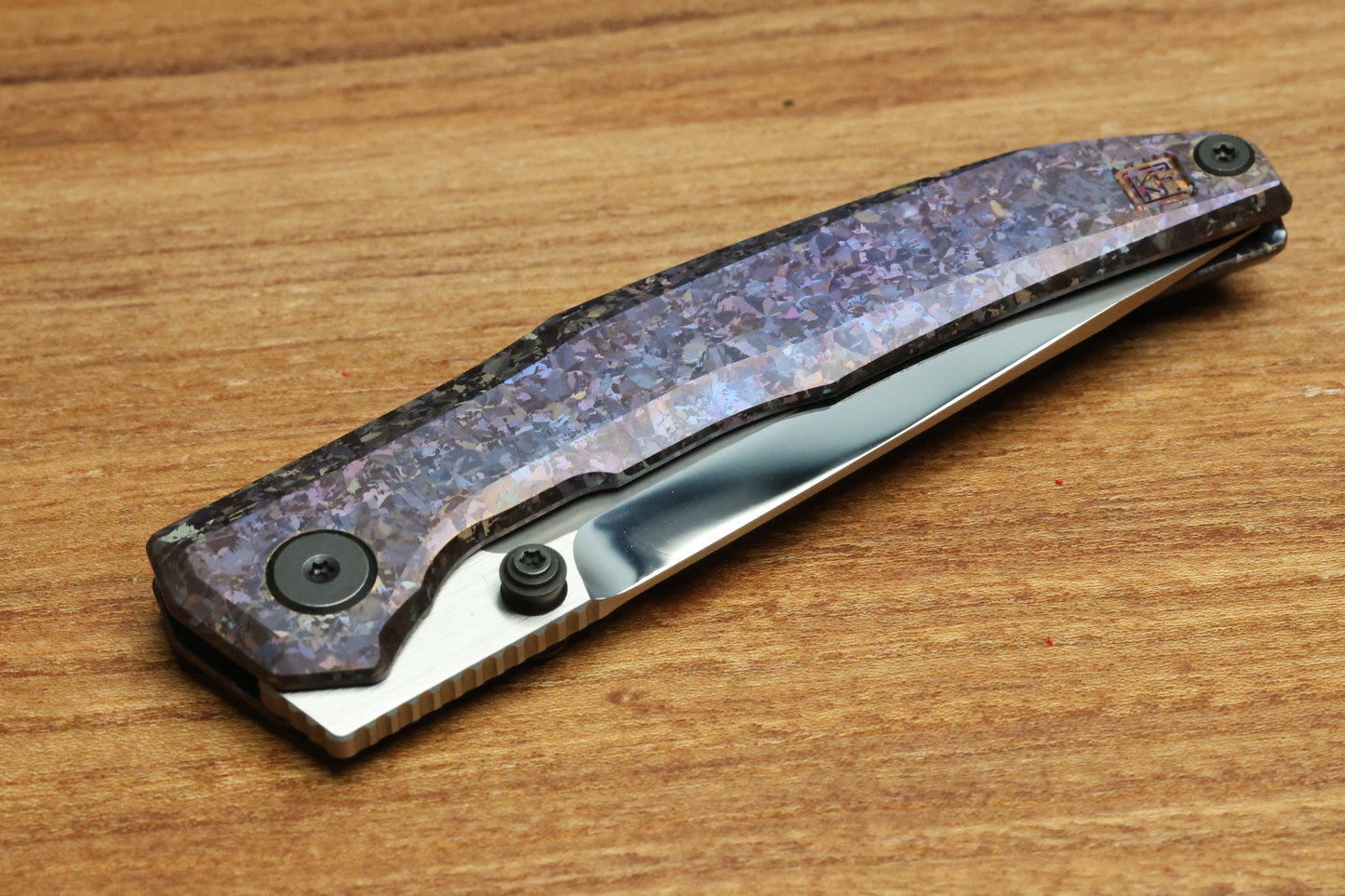 CUSTOM KNIFE FACTORY TNT PURPLE CRYSTAL TITANIUM HANDLES M398 BLADE