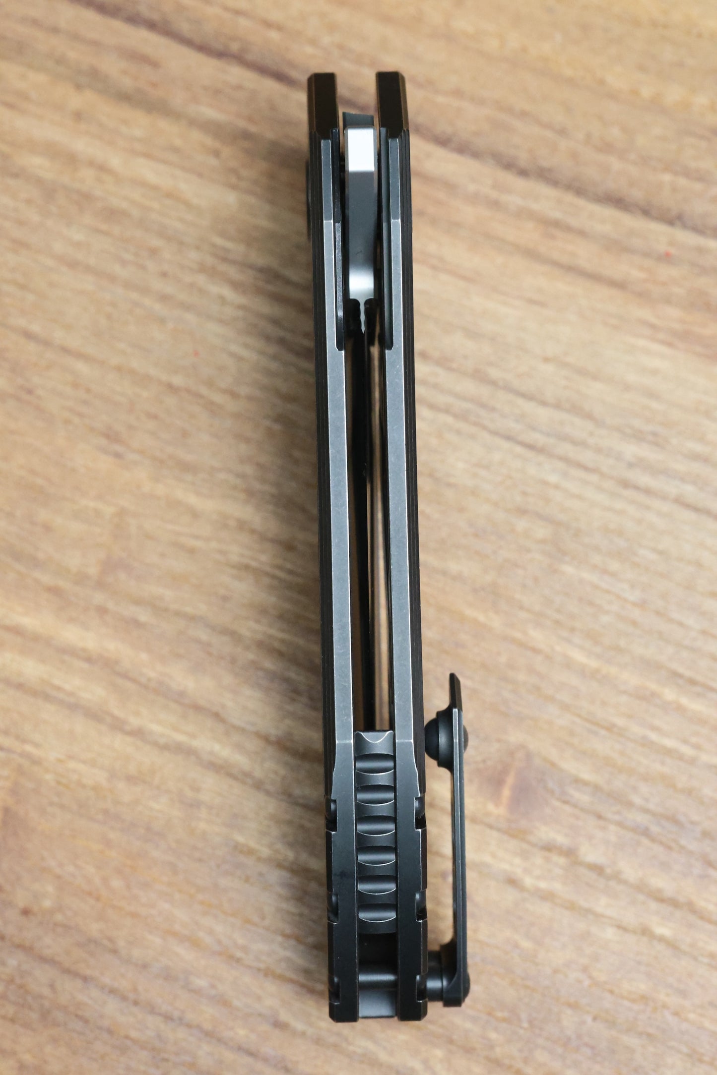 CUSTOM KNIFE FACTORY & MIKKEL WILLUMSEN GOZER TITANIUM HANDLES W/ BLUE CARBON FIBER ACCENTS & M398