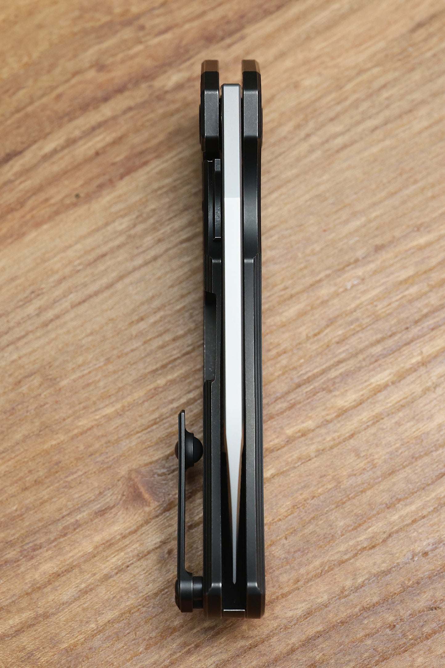 CUSTOM KNIFE FACTORY & MIKKEL WILLUMSEN GOZER TITANIUM HANDLES W/ BLUE CARBON FIBER ACCENTS & M398
