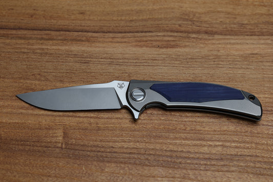 SHIROGOROV “LIMITED EDITION” RJ MARTIN DESIGN DENIM OVERKILL – S90V BLADE – TITANIUM HANDLE W/ JEANS MICARTA INLAYS – SRRBS