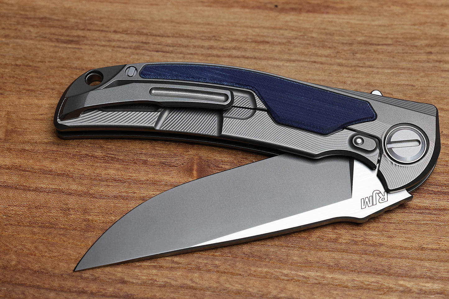 SHIROGOROV “LIMITED EDITION” RJ MARTIN DESIGN DENIM OVERKILL – S90V BLADE – TITANIUM HANDLE W/ JEANS MICARTA INLAYS – SRRBS